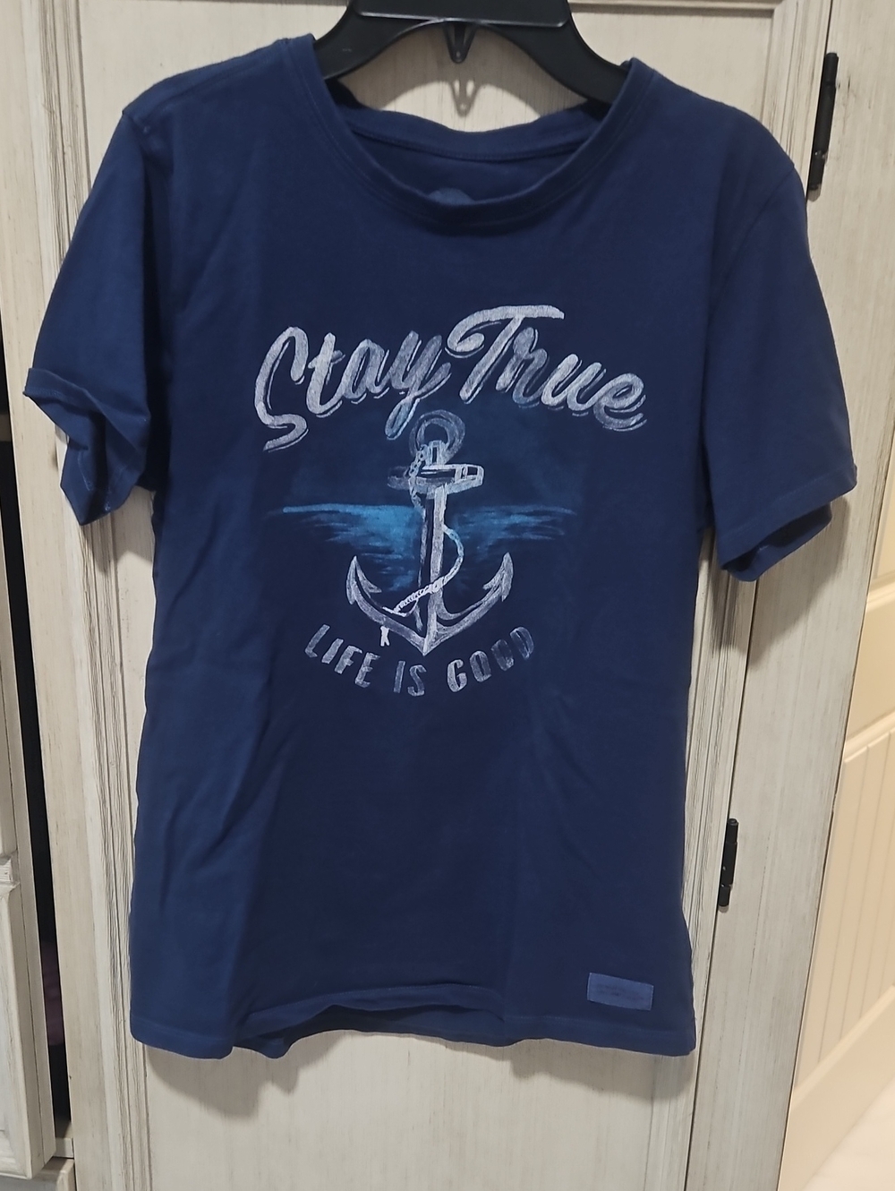 Life Is Good Navy Stay True Anchor Graphic Tee